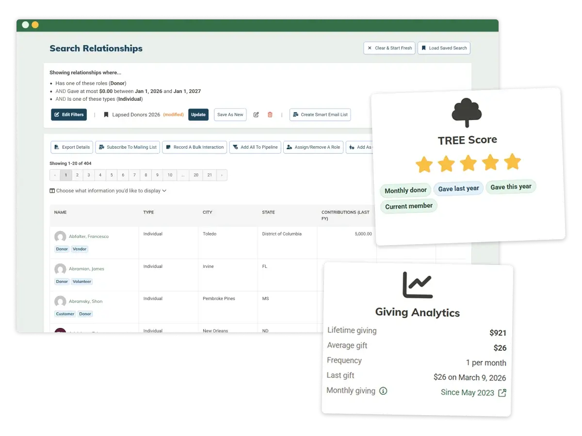 MonkeyPod CRM & Donor Management screenshot