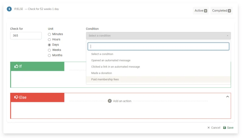 MonkeyPod screenshot showcasing new email automation membership trigger