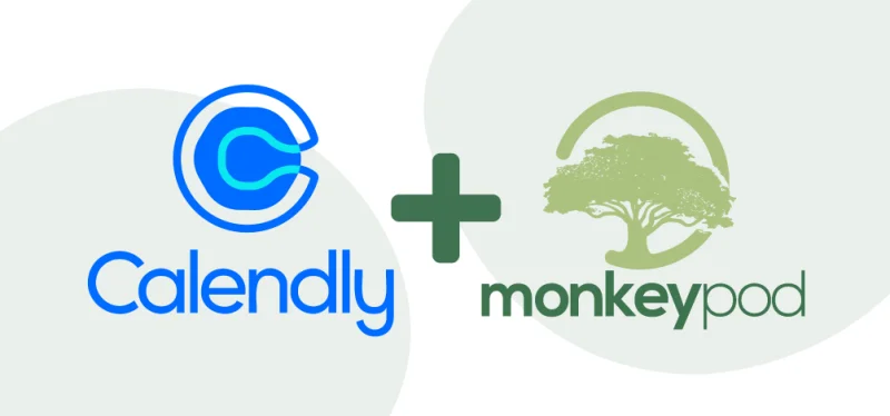 Illustration of the Calendly and MonkeyPod logos